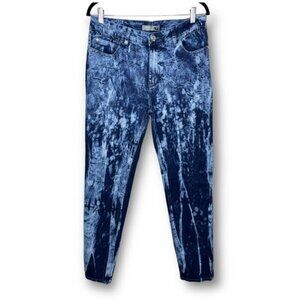Blue Topic Juniors Size 15 16 Blue White Acid Wash Mid Rise Stretch Denim Jeans